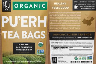 Organic Pu'erh Tea Bags label