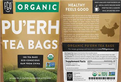 Organic Pu'erh Tea Bags label