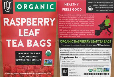 Organic Raspberry Leaf Tea Bags label