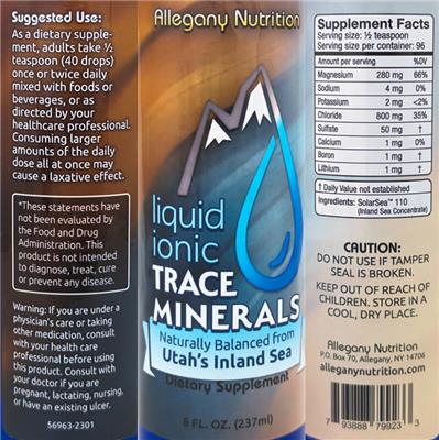 Liquid Ionic Trace Minerals label