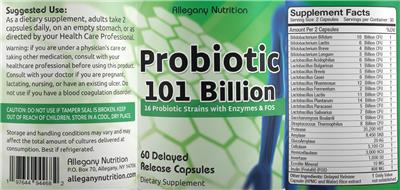 Probiotic 101 Billion label