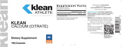 Klean Calcium (Citrate) label