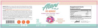 Pre-Workout Hawaiian Shaved Ice label