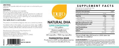 Natural DHA 996 mg label