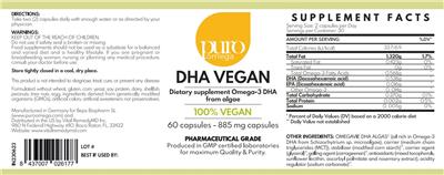 DHA Vegan 885 mg label