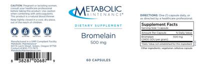 Bromelain 500 mg label