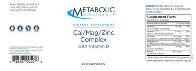 Cal/Mag/Zinc Complex with Vitamin D label