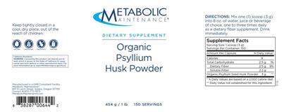 Organic Psyllium Husk Powder label