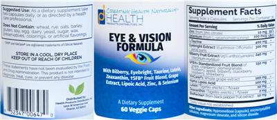 Eye & Vision Formula label