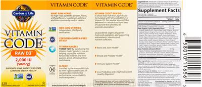 Raw D3 2,000 IU (50 mcg) label
