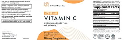 Liposomal Vitamin C label