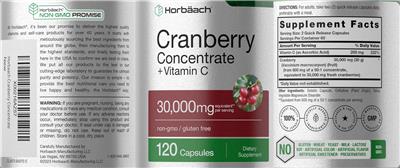 Cranberry Concentrate + Vitamin C label