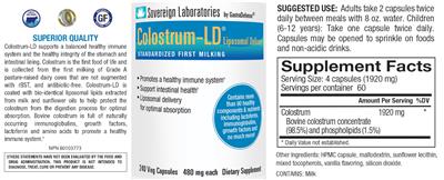 Colostrum-LD 480 mg label