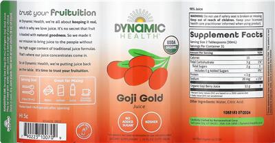 Goji Gold Juice label