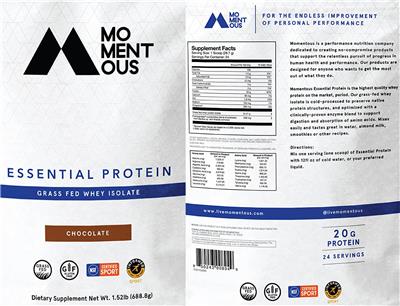 Essential Protein Chocolate label