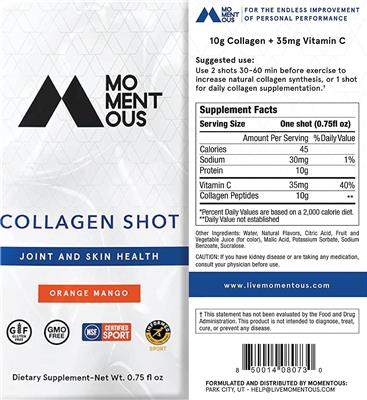 Collagen Shot Orange Mango label
