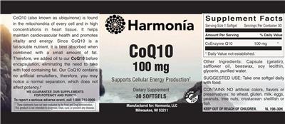 CoQ10 100 mg label