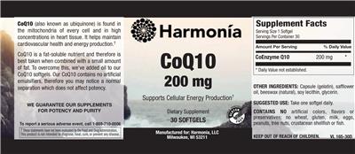 CoQ10 200 mg label