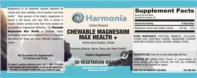 Chewable Magnesium Max Health + Creme Flavored label