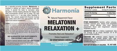 Melatonin Relaxation + Natural Peppermint Flavor label