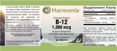 B-12 1,000 mcg label