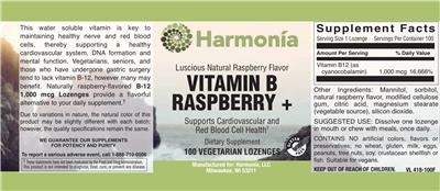 Vitamin B Raspberry + Luscious Natural Raspberry Flavor label