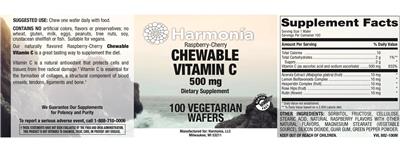 Chewable Vitamin C 500 mg Raspberry-Cherry label