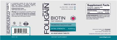 Biotin 10,000 mcg Cherry Flavored label