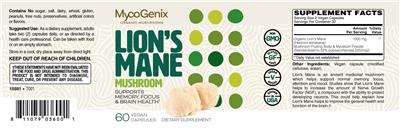 Lion's Mane Mushroom label