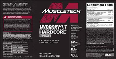 Hydroxycut Hardcore Elite label