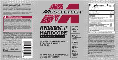 Hydroxycut Hardcore Super Elite label