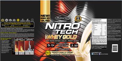 Nitro Tech 100% Whey Gold French Vanilla Creme label