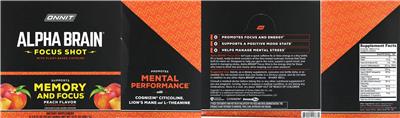 Alpha Brain Focus Shot Peach Flavor label