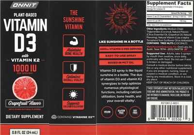 Vitamin D3 1000 IU with Vitamin K2 Grapefruit Flavor label