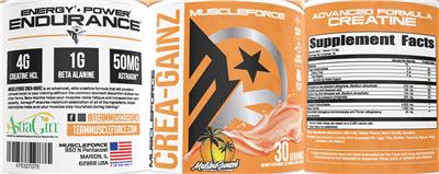 Crea-Gainz Malibu Sunset label