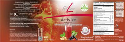 Activize Oxyplus Natural Black Currant Flavoured label