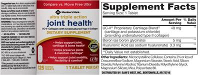 Ultra Triple Action Joint Health label