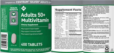 Adults 50+ Multivitamin label