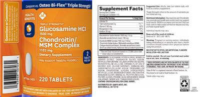 Glucosamine HCl 1500 mg Chondroitin/MSM Complex 1103 mg label
