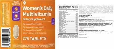 Women's Daily Multivitamin label