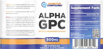 Alpha GPC 300 mg label