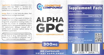 Alpha GPC 300 mg label