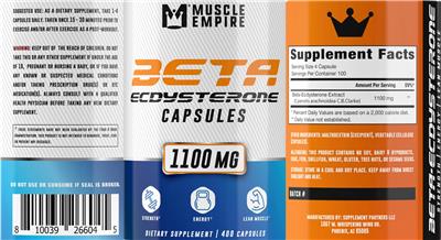 Beta Ecdysterone Capsules 1100 mg label