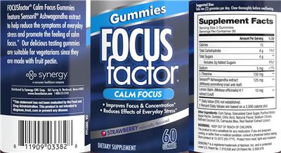 Focus Factor Calm Focus Gummies Strawberry label