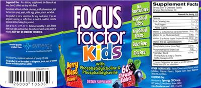 Focus Factor Kids Berry Blast Flavor! label