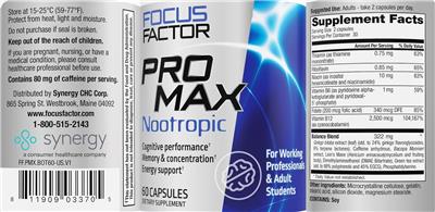 Focus Factor Pro Max Nootropic label