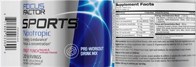 Focus Factor Sports Nootropic Fruit Punch label