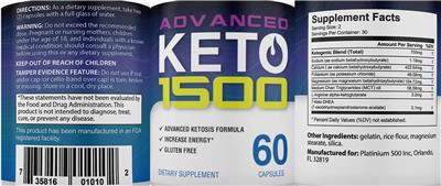 Advanced Keto 1500 label
