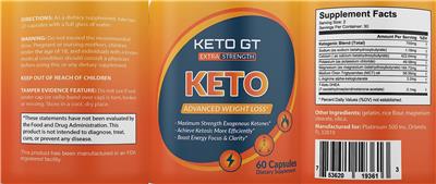 Keto GT Extra Strength label