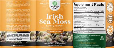 Irish Sea Moss label
